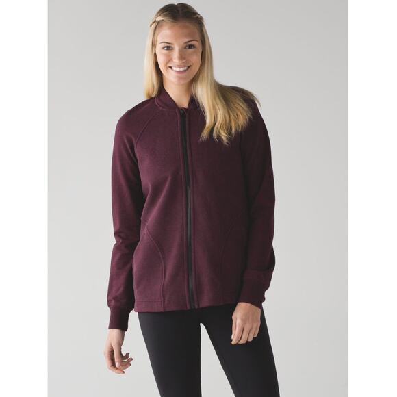 Lululemon Pleat to Street Jacket Size 8 Heathered Burgundy Swing Bomber - Picture 7 of 8